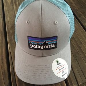 Patagonia P-6 Trucker Hat Blue Grey New with Tags